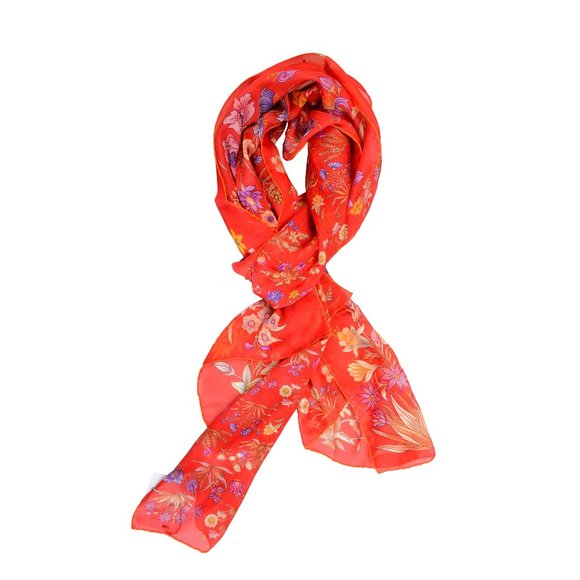 Salvatore Ferragamo Womens Floral Silk Shawl Scarf